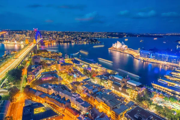 Centrum Sydney Panorama Australii Góry Widok Zmierzchu — Zdjęcie stockowe