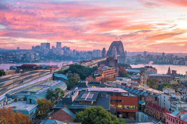 Centrum Sydney Panorama Australii Góry Widok Zmierzchu — Zdjęcie stockowe