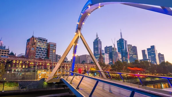 Panoramablick Auf Die Skyline Von Melbourne Der Dämmerung Australien — Stockfoto