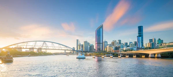 Brisbane Město Panorama Brisbane Řeka Soumraku Austrálii — Stock fotografie