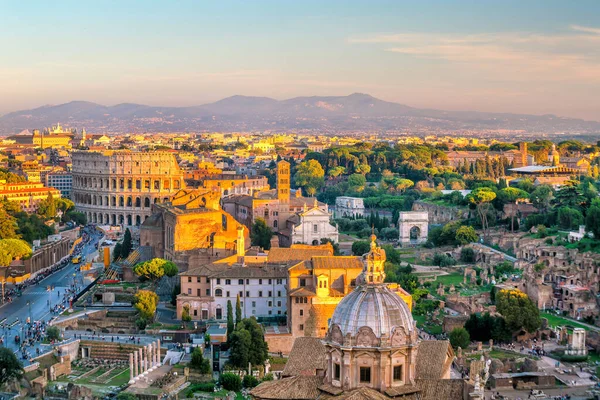 Pemandangan Pusat Kota Roma Saat Matahari Terbenam Italia — Stok Foto