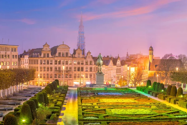 Bryssel Centrum Stadssiluett Vid Solnedgången Belgien — Stockfoto