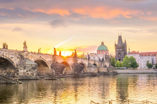 Slavný Ikonický Obraz Karlova Mostu Panorama Prahy České Republice — Stock fotografie