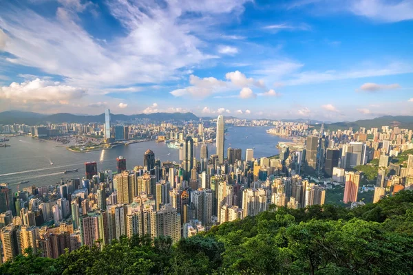 Vista Panorámica Del Puerto Victoria Horizonte Hong Kong China — Foto de Stock