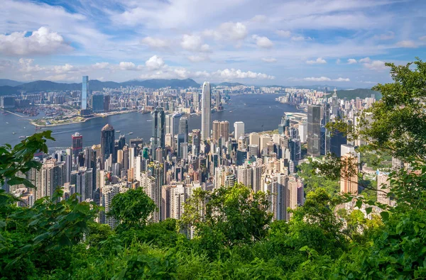 Vista Panorámica Del Puerto Victoria Horizonte Hong Kong China — Foto de Stock