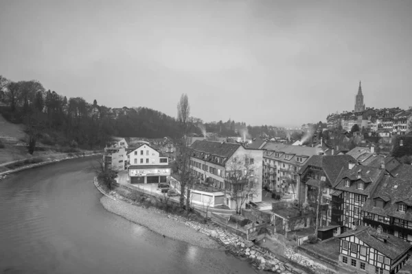 Eski Bern Kasabası Sviçre Nin Başkenti Avrupa Alacakaranlıkta — Stok fotoğraf