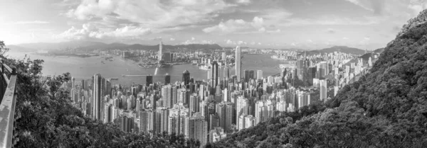 Panoramautsikt Victoria Harbor Hong Kong Skyline Kina – stockfoto