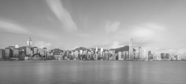 Vista Panorámica Del Puerto Victoria Horizonte Hong Kong China Atardecer — Foto de Stock