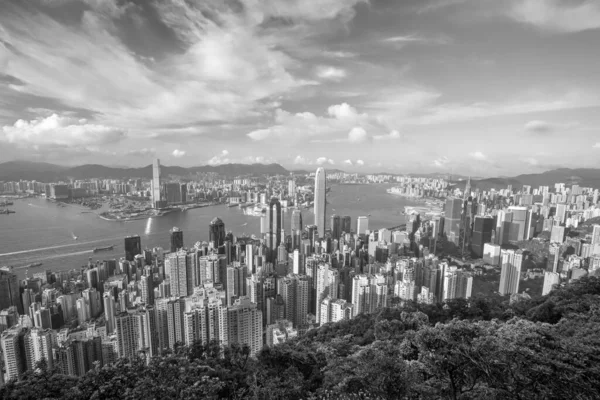 Panoramautsikt Victoria Harbor Hong Kong Skyline Kina – stockfoto