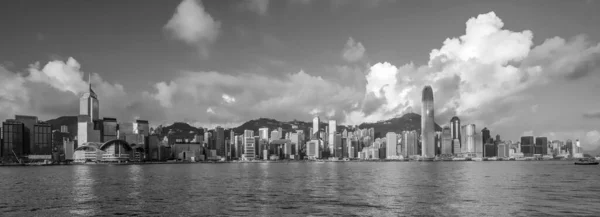 Panoramautsikt Victoria Harbor Hong Kong Skyline Kina – stockfoto