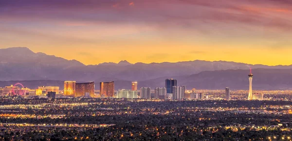 Panorama Pemandangan Pemandangan Kota Las Vegas Saat Matahari Terbenam Nevada — Stok Foto