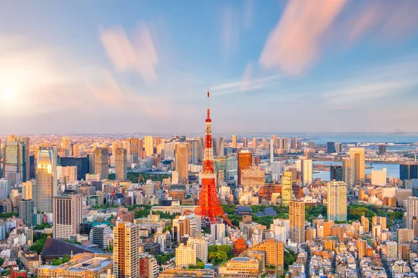 Vista Panorámica Del Horizonte Ciudad Tokio Del Edificio Torre Tokio — Foto de Stock
