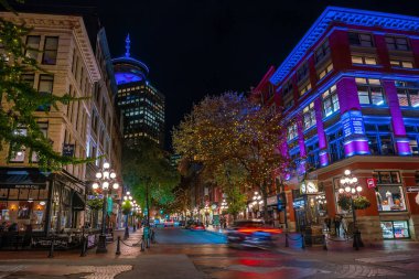 Vancouver BC, Kanada - 12 Eylül 2019: Vancouver 'ın tarihi Gastown bölgesindeki Eski Buhar Saati