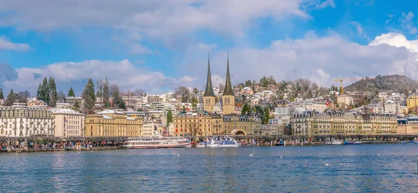 Historic City Center Downtown Lucerne Chapel Bridge Lake Lucerne Switzerland — Stock Photo, Image