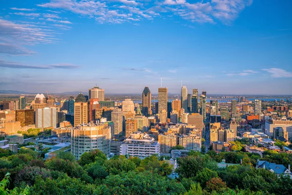 Panoramiczny Widok Panoramę Centrum Montrealu Góry Widok Zachód Słońca Kanadzie — Zdjęcie stockowe