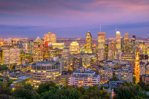 Panoramatický Panoramatický Výhled Centrum Montrealu Pohledu Shora Při Západu Slunce — Stock fotografie