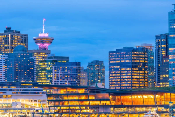 Vancouver Şehir Merkezinin Güzel Manzarası Britanya Kolumbiyası Kanada Gün Batımında — Stok fotoğraf