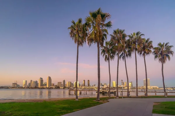 Downtown San Diego Skyline Kalifornien Usa Vid Solnedgången — Stockfoto