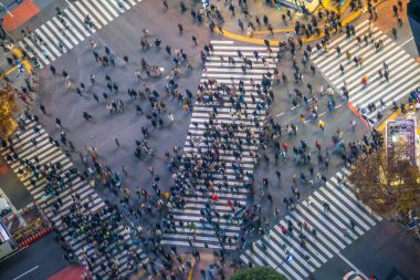 Shibuya geceleyin Tokyo, Japonya 'da (yavaş deklanşör hızı bulanıklığı etkisi)