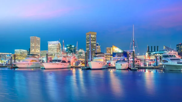 View Inner Harbor Area Downtown Baltimore Maryland Usa Sunset — Stock Photo, Image
