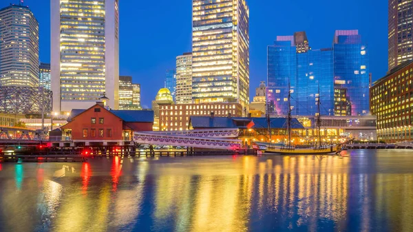 Boston Harbor Financial District Twilight Massachusetts Usa — Stock Photo, Image