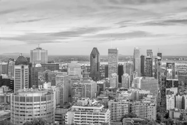 Panoramablick Auf Die Innenstadt Von Montreal Von Oben Bei Sonnenuntergang — Stockfoto