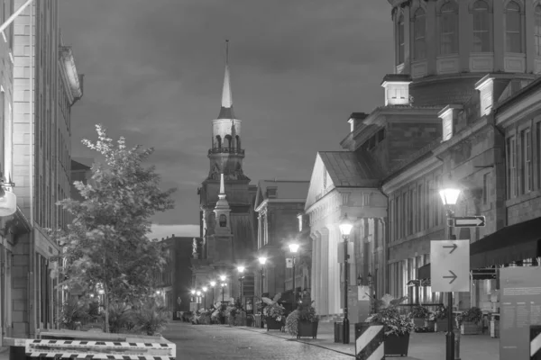 Old Town Montreal Famous Cobbled Streets Twilight Canada — Stock Photo, Image