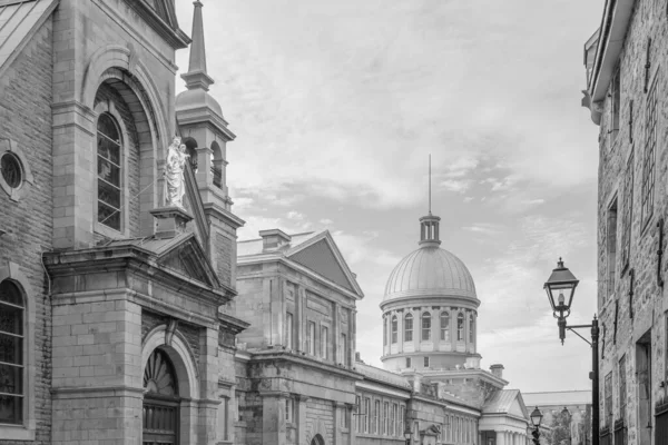 Óváros Montreal Híres Cobbled Utcákon Alkonyatkor Kanadában — Stock Fotó