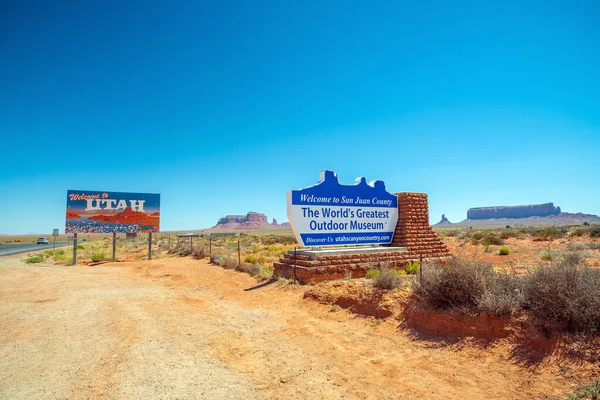 Monument Valley Utah Usa July 2016 Welcome Utah Sign Utah — 스톡 사진