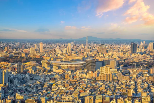 Vista Superior Del Horizonte Ciudad Tokio Atardecer Japón — Foto de Stock