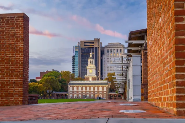 Independence Hall Filadélfia Pensilvânia Eua Nascer Sol — Fotografia de Stock