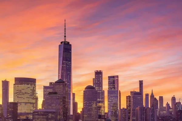 Городской Пейзаж Нью Йорка Закате Красивый Город Сша — стоковое фото