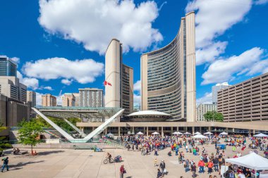 Toronto, Canada- September 15, 2019: Toronto City Hall and Nathan Phillips Square in downtown Toronto, Canada
