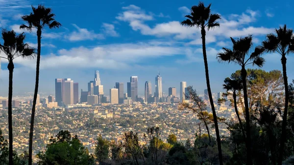 Belo Pôr Sol Los Angeles Skyline Centro Cidade Eua — Fotografia de Stock