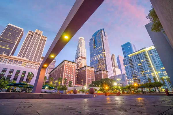 Belo Pôr Sol Los Angeles Skyline Centro Cidade Eua — Fotografia de Stock