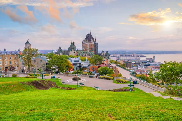 Panoramiczny Widok Panoramę Quebec City Rzeką Saint Lawrence Kanadzie — Zdjęcie stockowe