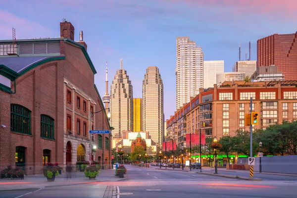 Downtown Toronto City Skyline Soumraku Ontariu Kanada — Stock fotografie