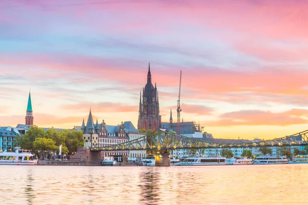 Vista Del Horizonte Ciudad Frankfurt Alemania Anochecer — Foto de Stock