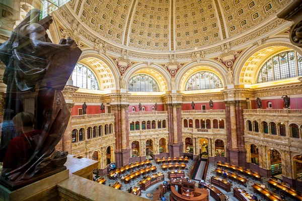 Hlavní sál knihovny Kongresu stropu Dc — Stock fotografie