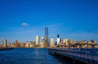 Jersey, twilight, New York'un Manhattan manzarası