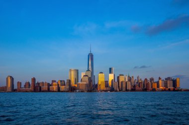 Jersey, twilight, New York'un Manhattan manzarası