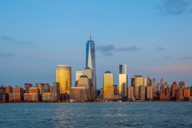 Jersey, twilight, New York'un Manhattan manzarası