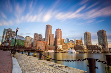 Boston Harbor and Financial District in Boston clipart