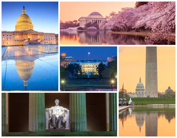 Washington Dc berömda landmärken bild collage — Stockfoto