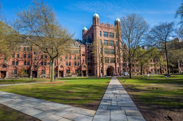 Yale university buildings in spring blue sky