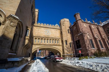 Yale Üniversitesi kış kar fırtınası Linus sonra binalarda
