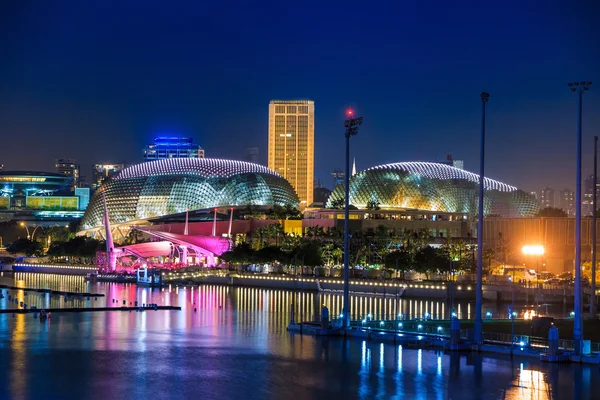 Singapura cidade skyline noite — Fotografia de Stock