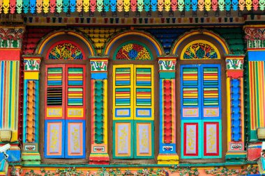 Facade of the building in Little India, Singapore
