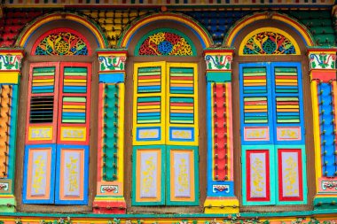 Facade of the building in Little India, Singapore