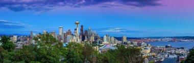 Seattle skyline at twilight clipart